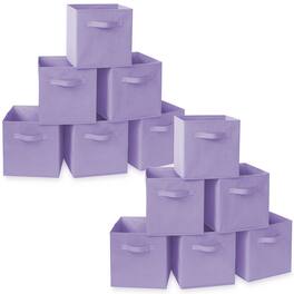 Casafield - (Set of 12) Collapsible Fabric Cubes - Storage Bins - Lavender