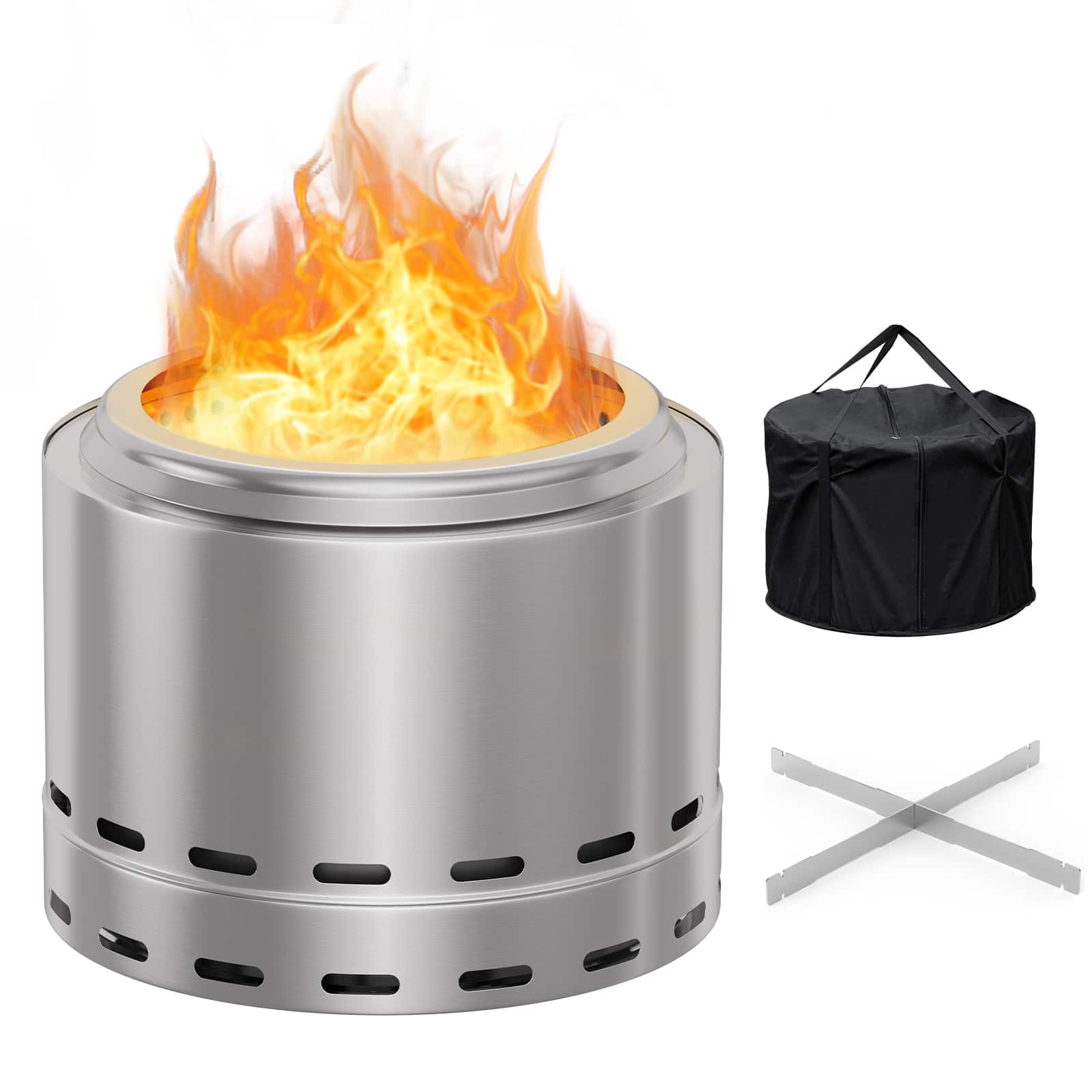 Dexmalle - Dexmalle-19.5" Outdoor Smokeless Fire Pit-Stainless Steel,Silver