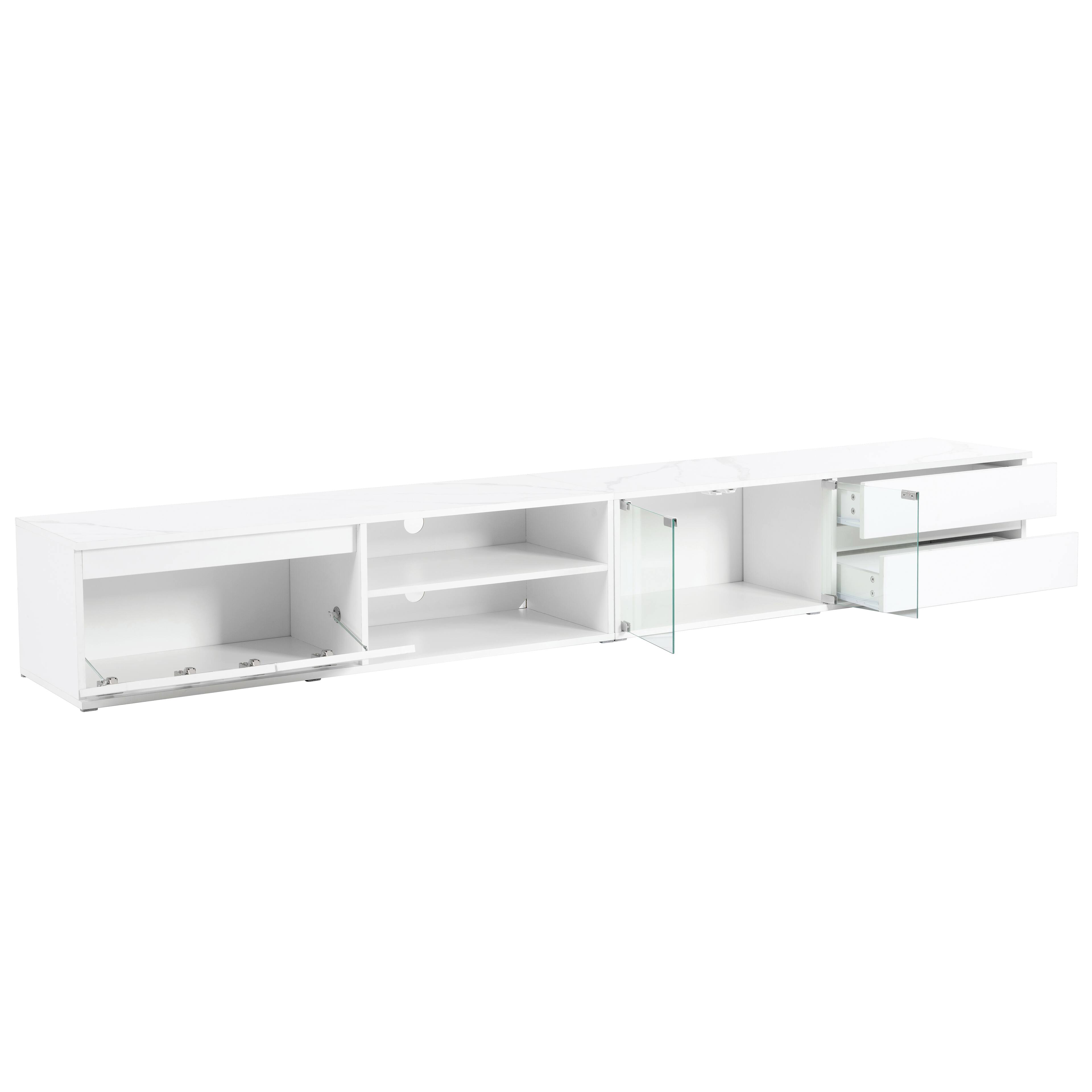 Alt View 5. Spaco - Spaco Modern LED TV Stand up to 105"TV with APP Control, Faux Marble Top Entertainment Center for Living Room - White.
