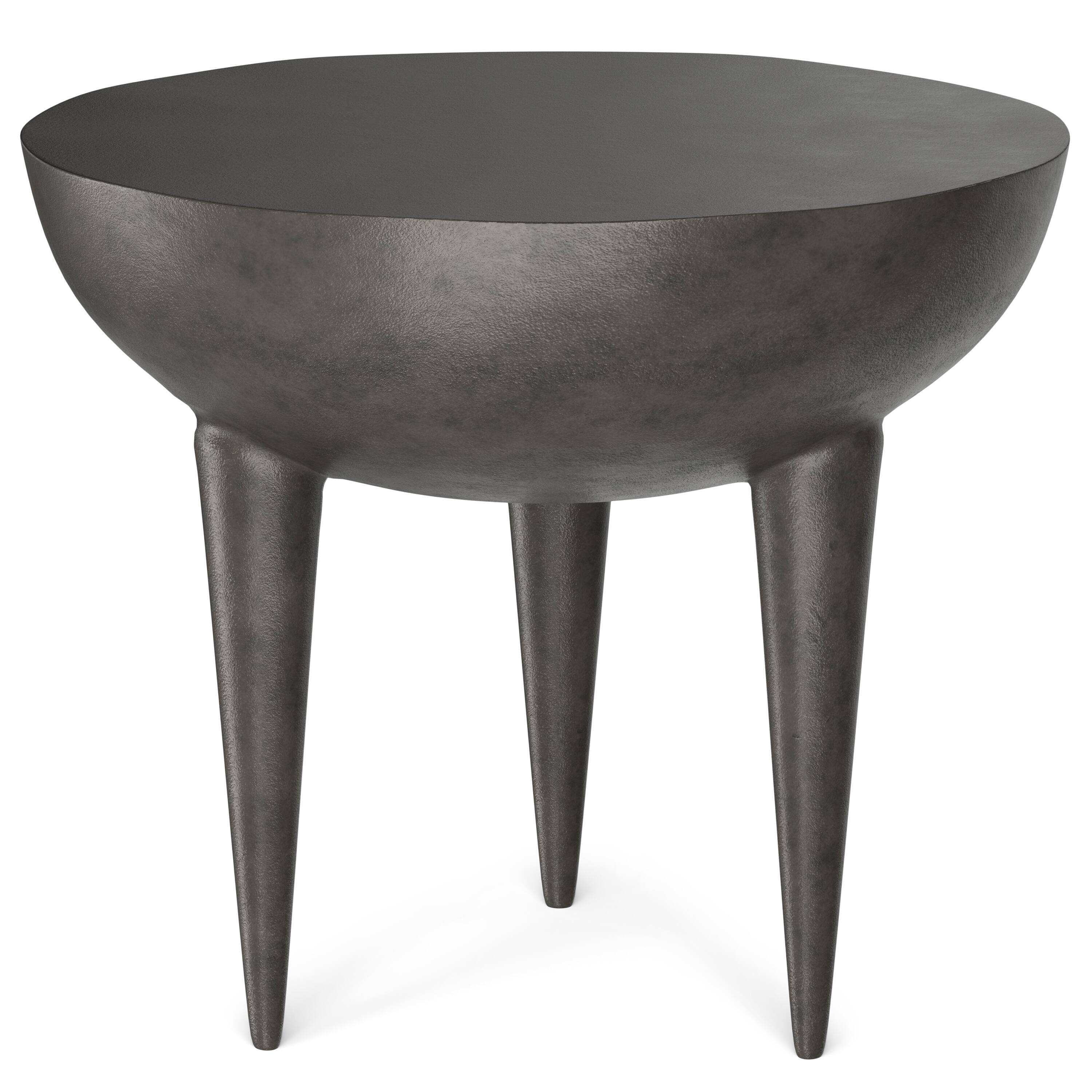 Alt View 1. Simpli Home - Otto Contemporary 21 inch Wide Cast Aluminum Side Table in Graphite, Fully Assembled - Graphite.