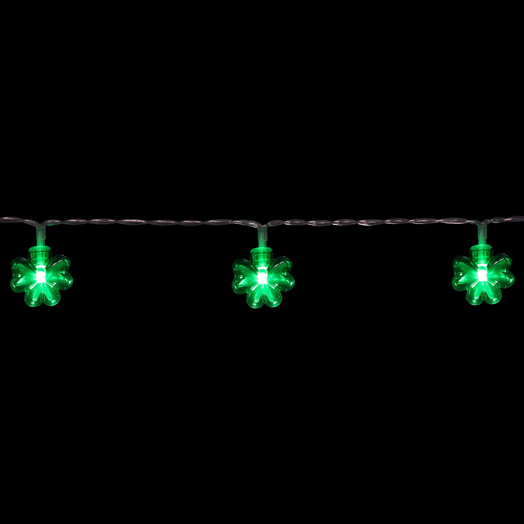 Alt View 3. Northlight - 20-Count Green LED Mini St Patrick's Day Shamrock Lights - 7ft Clear Wire - Green.
