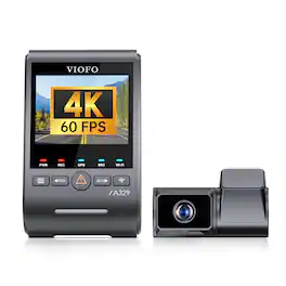 VIOFO - A329T 2CH 4K 60FPS + 2K Telephoto Camera with 4x Optical Zoom, Dual Dash Camera for Cars, Power Saving Parking Mode - Black