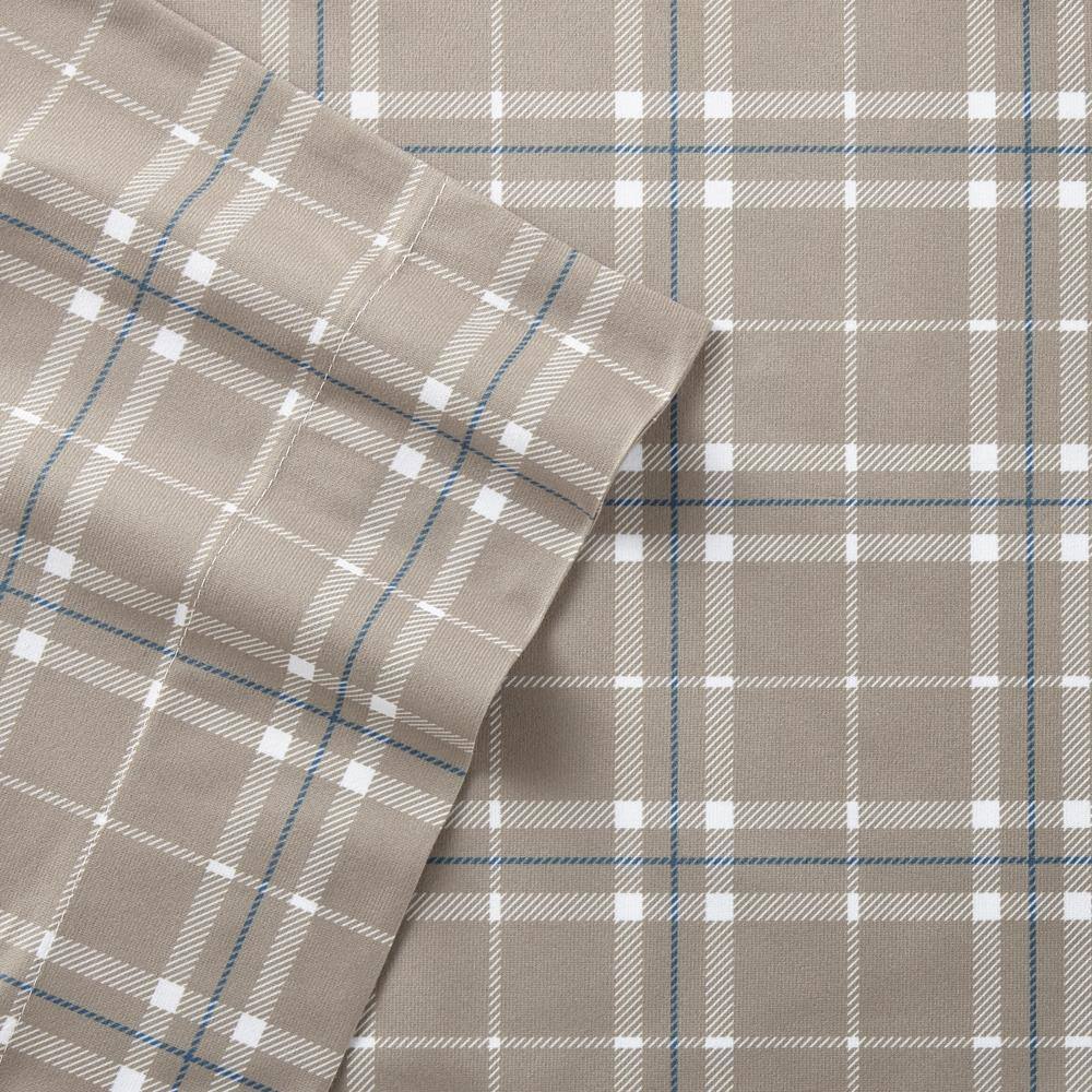 Front. Shavel Home Products - Shavel Home Products Micro Flannel Printed Deep-Pocket Sheet Set - Full Size - Carlton Plaid Bark.