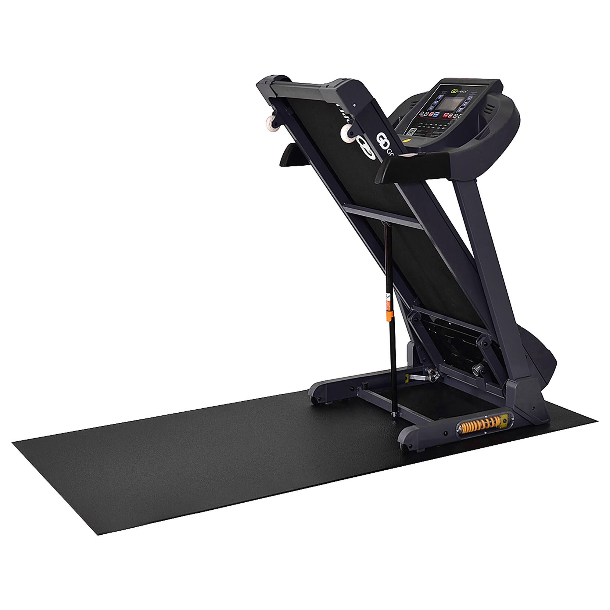 Angle. Costway - 36'' x 78'' Treadmill Mat Large Floor Protector Exercise Fitness Gym Equipment Mat - Black.
