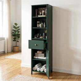 Pefilos - 67 Inch Tall Bathroom Cabinet, Narrow Floor Cabinet, Fluted Door - Green