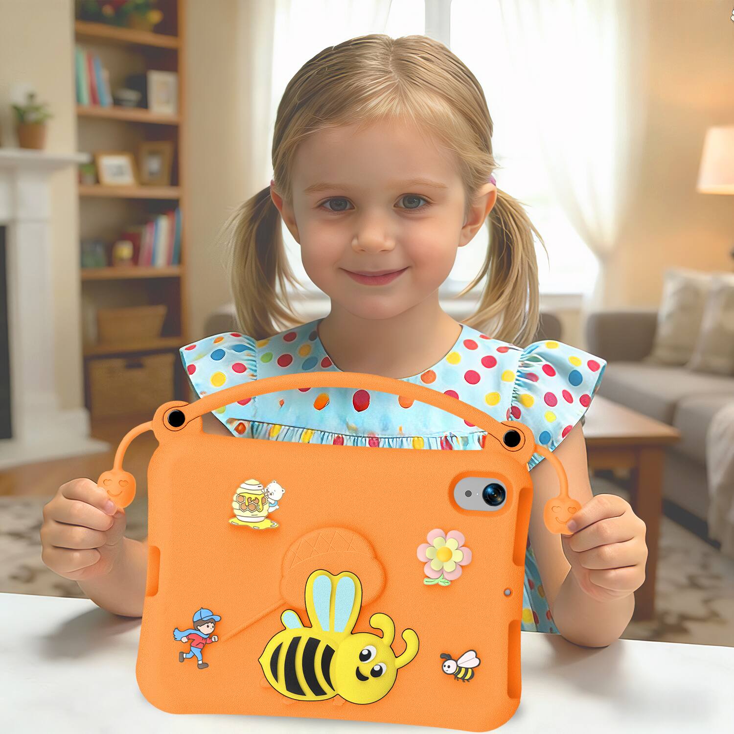 Alt View 1. Dteck - for Apple iPad mini (A17 Pro) 2024 & iPad mini 6 2021 8.3" Kids EVA Tablet Case,Shockproof Kickstand Cover + Handle - Orange.