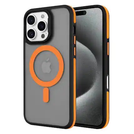Front. Entronix - Entronix Magnetic Case for iPhone 16 Pro Max - Translucent Matte with Rugged Edges - Orange.