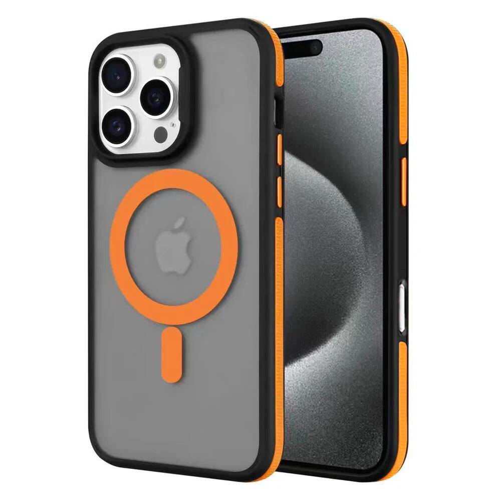 Entronix - Magnetic Case for iPhone 16 Pro Max - Translucent Matte with Rugged Edges - Orange