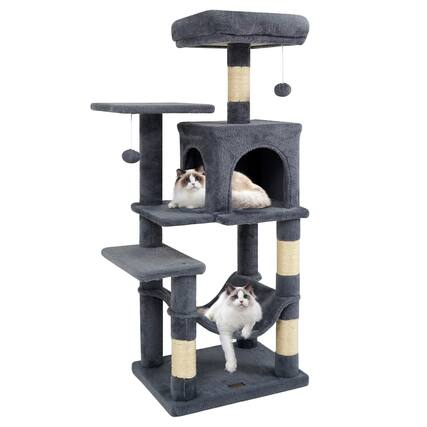 Front. Costway - Costway 44" Tall Multi-level Cat Tree with Cushion Top Perch, 2-Entrance Large Cat Condo.