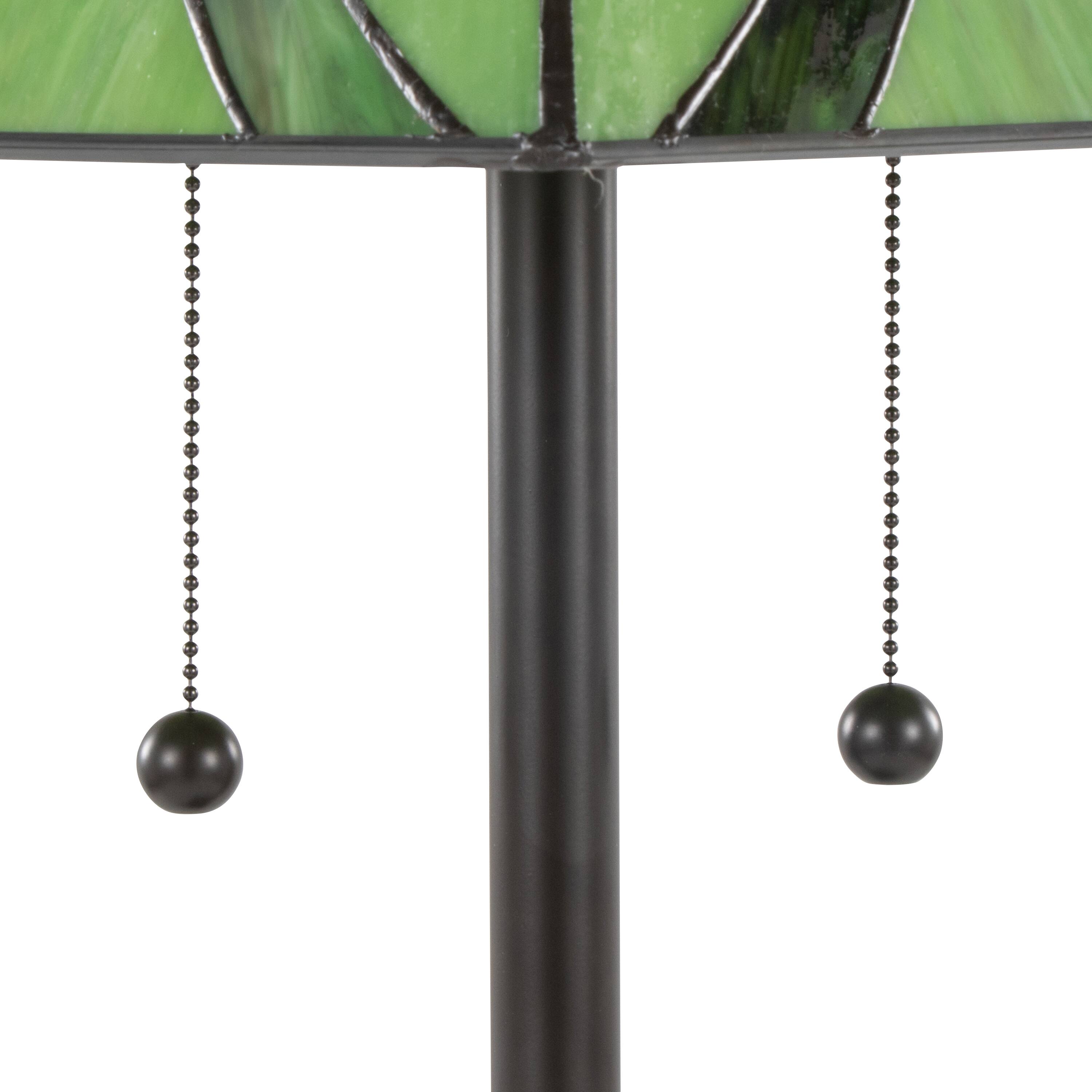 Back. Loheer - Loheer 63 Inch Floor Lamp Oil Rubbed Bronze Metal Standing Light with Elegant Green Glass Shade for Bedroom Living Room - Bronze,Green.