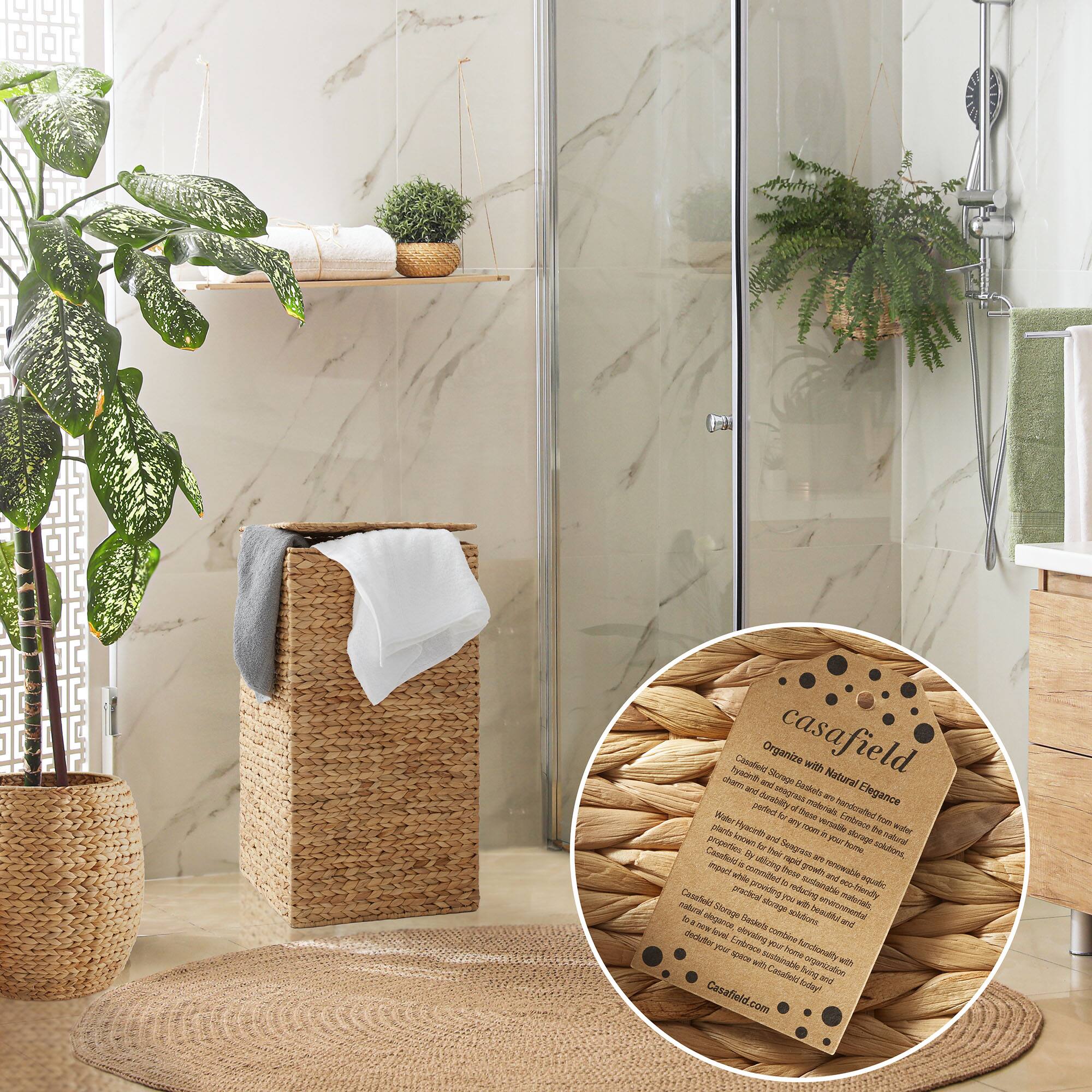 Organize with Natural Elegance

Casafield Storage is handcrafted with natural elegance, designed to bring a touch of nature into your home. The use of natural materials like rattan and bamboo ensures a sustainable and eco-friendly option for your bathroom. 

Embrace the beauty of nature with our handcrafted water-resistant baskets, perfect for storing towels, toiletries, and other bathroom essentials. The baskets are designed to withstand moisture, making them ideal for use in humid environments. 

Casafield's woven baskets are not only functional but also add a touch of rustic charm to your bathroom decor. They are durable, easy to clean, and provide ample storage space. 

Our baskets are made with care, ensuring they are sturdy and long-lasting. They are perfect for organizing your bathroom, making it look neat and stylish. 

Casafield.com