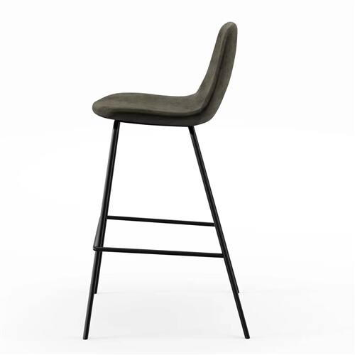 Alt View 1. SlickBlue - Set of 2 Modern Counter Height Barstools with Low Back Fabric Seats - Dark Grey.