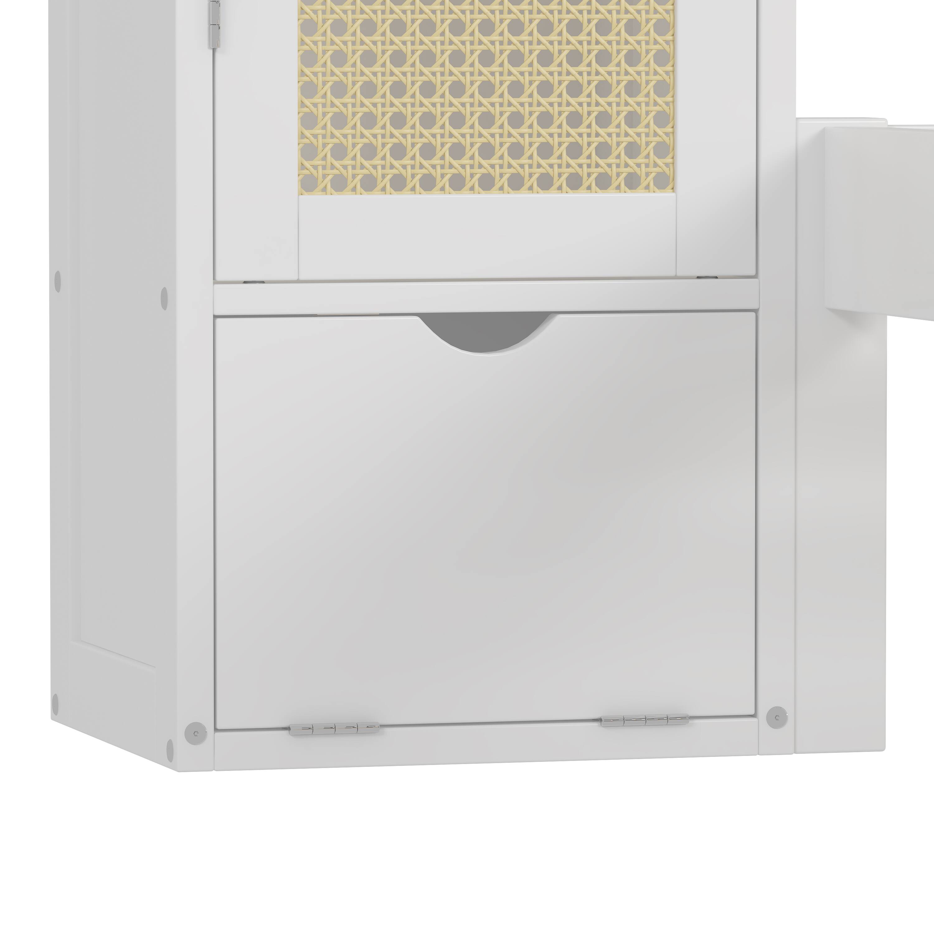 Alt View 9. Tiramisubest - Twin Size Wooden Multifunctional Platform Bed with Two Storage Lockers, Drawer, and Storage Shelf on Headboard - White.