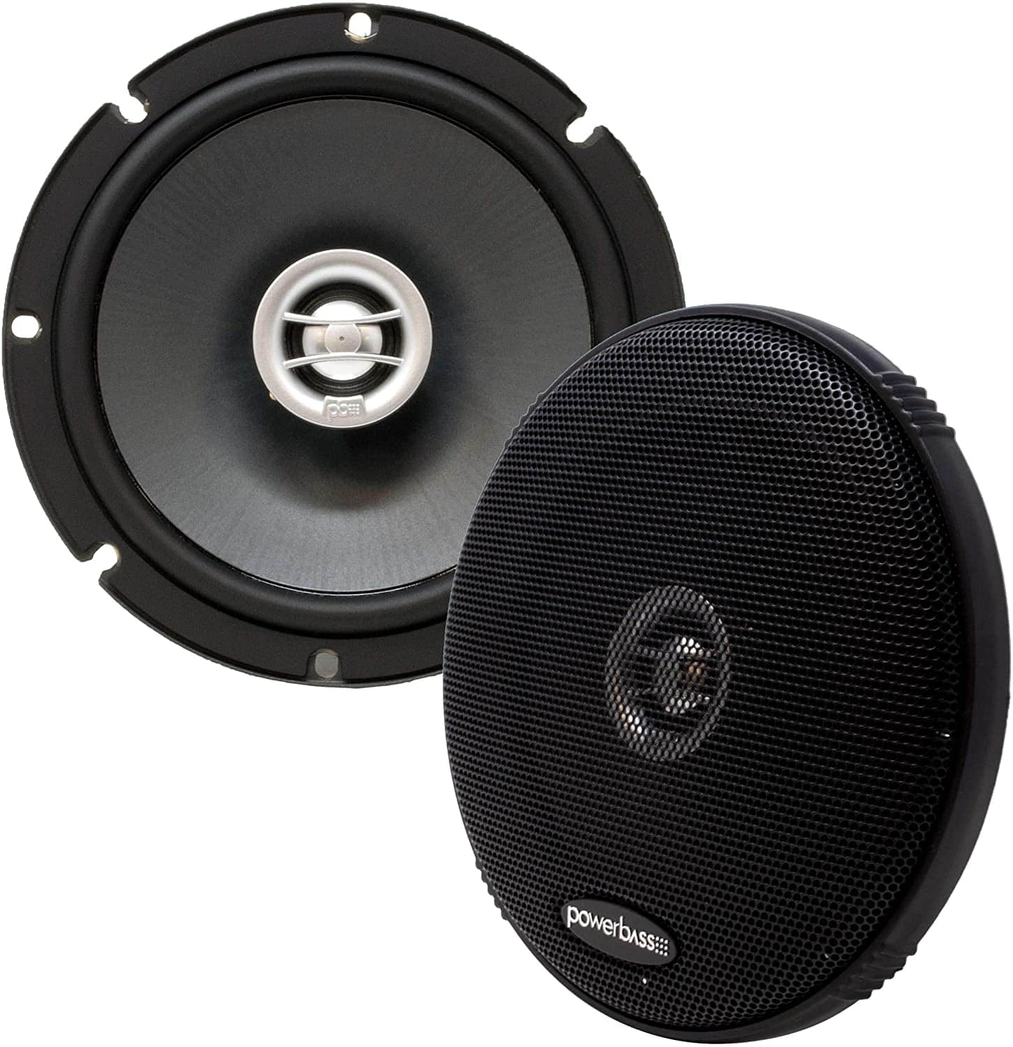 Front. Powerbass - OE Series 6.5in.2-Way Coaxial Speaker with Grey Injection Molded PP and Carbon Fiber Cone - black.