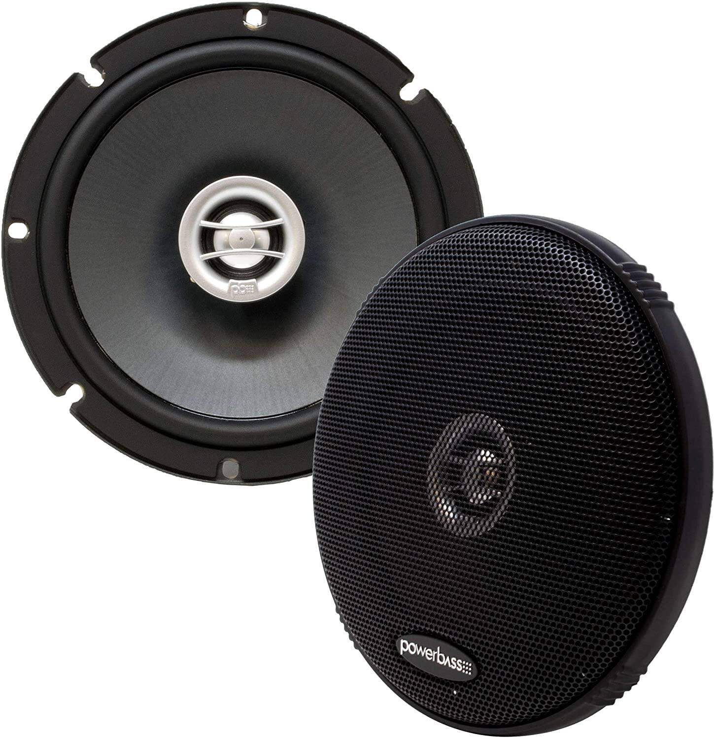 Front. Powerbass - OE Series 6.5in.2-Way Coaxial Speaker with Grey Injection Molded PP and Carbon Fiber Cone - black.