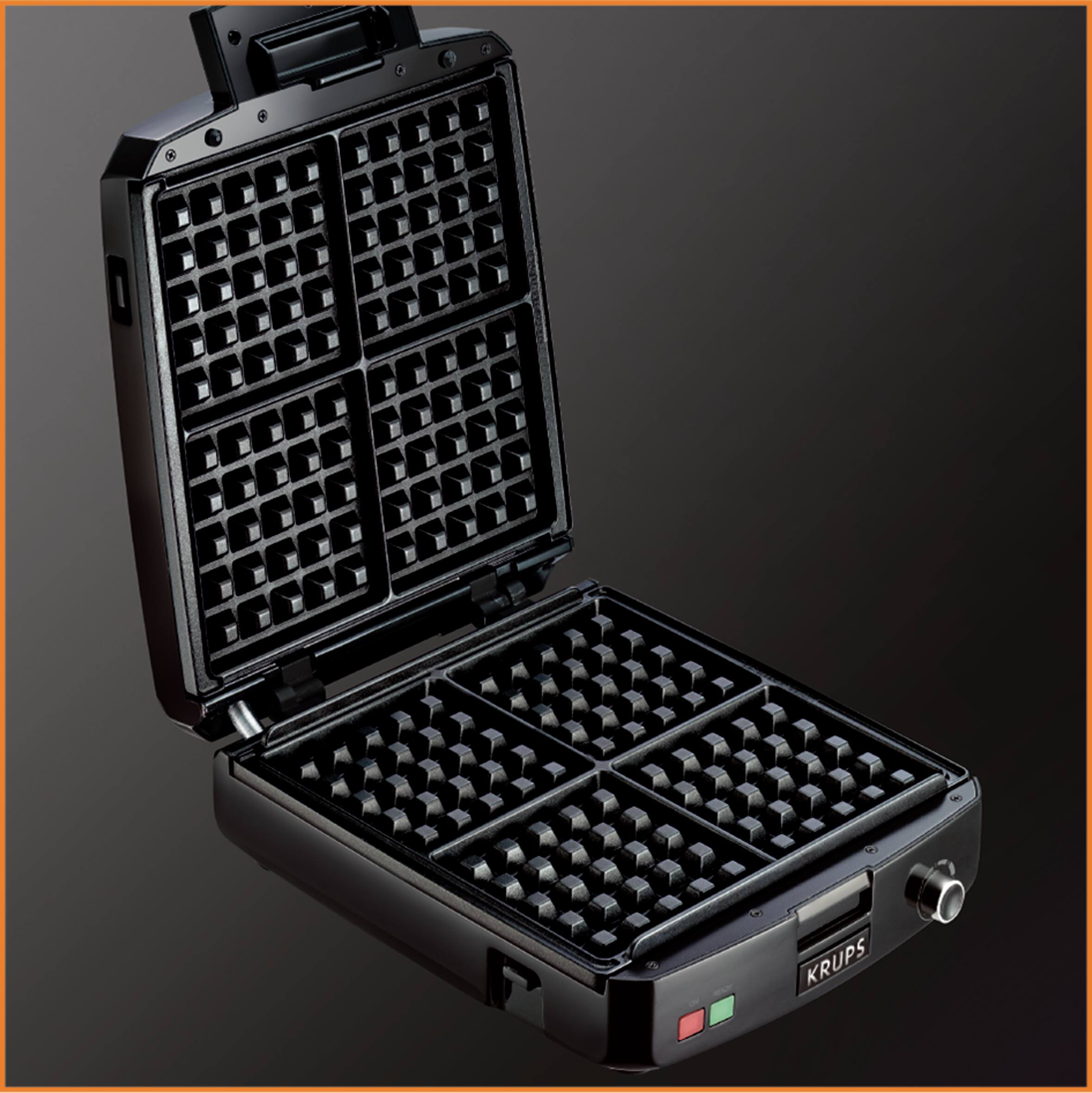 Alt View 4. Krups - Krups 4 Slice Belgian Waffle Maker with Removable Plates, Stainless Steel - Black.