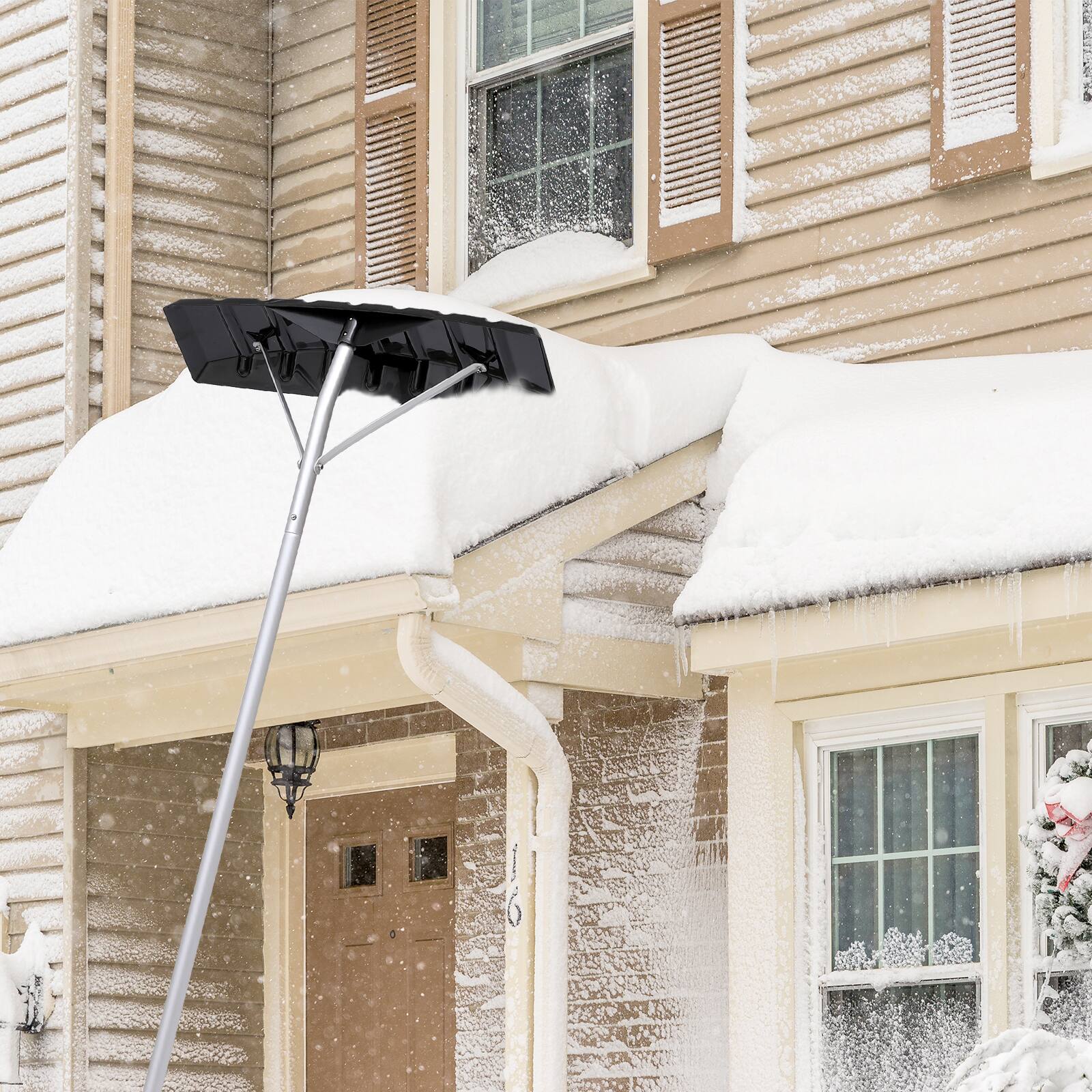 Alt View 1. HONGGE - Extendable Roof Snow Rake with Lightweight PVC Construction - Black.