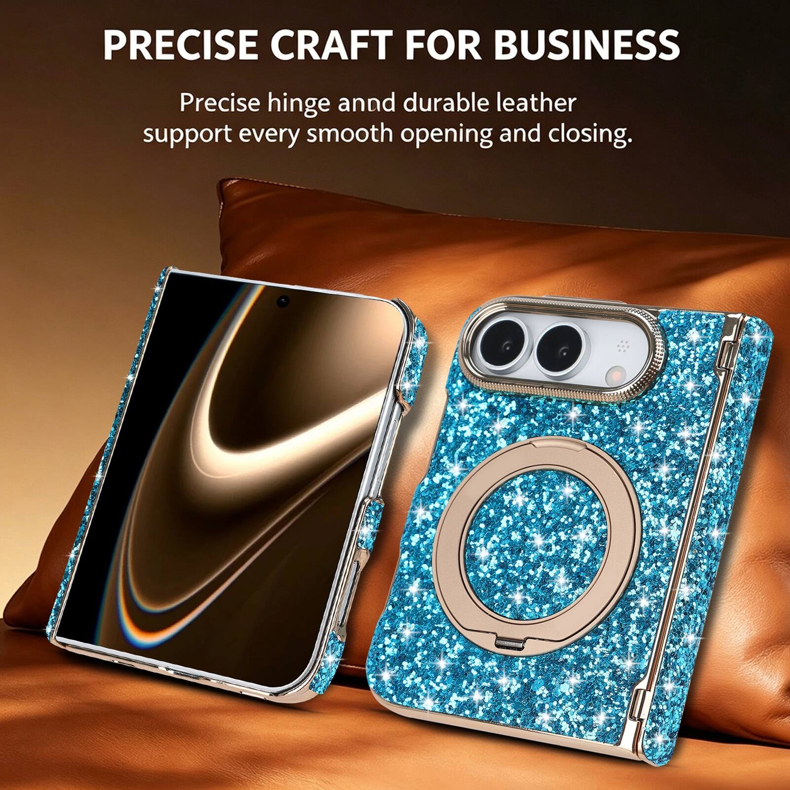 PRECISE CRAFT FOR BUSINESS

Precise hinge and durable leather support every smooth opening and closing.