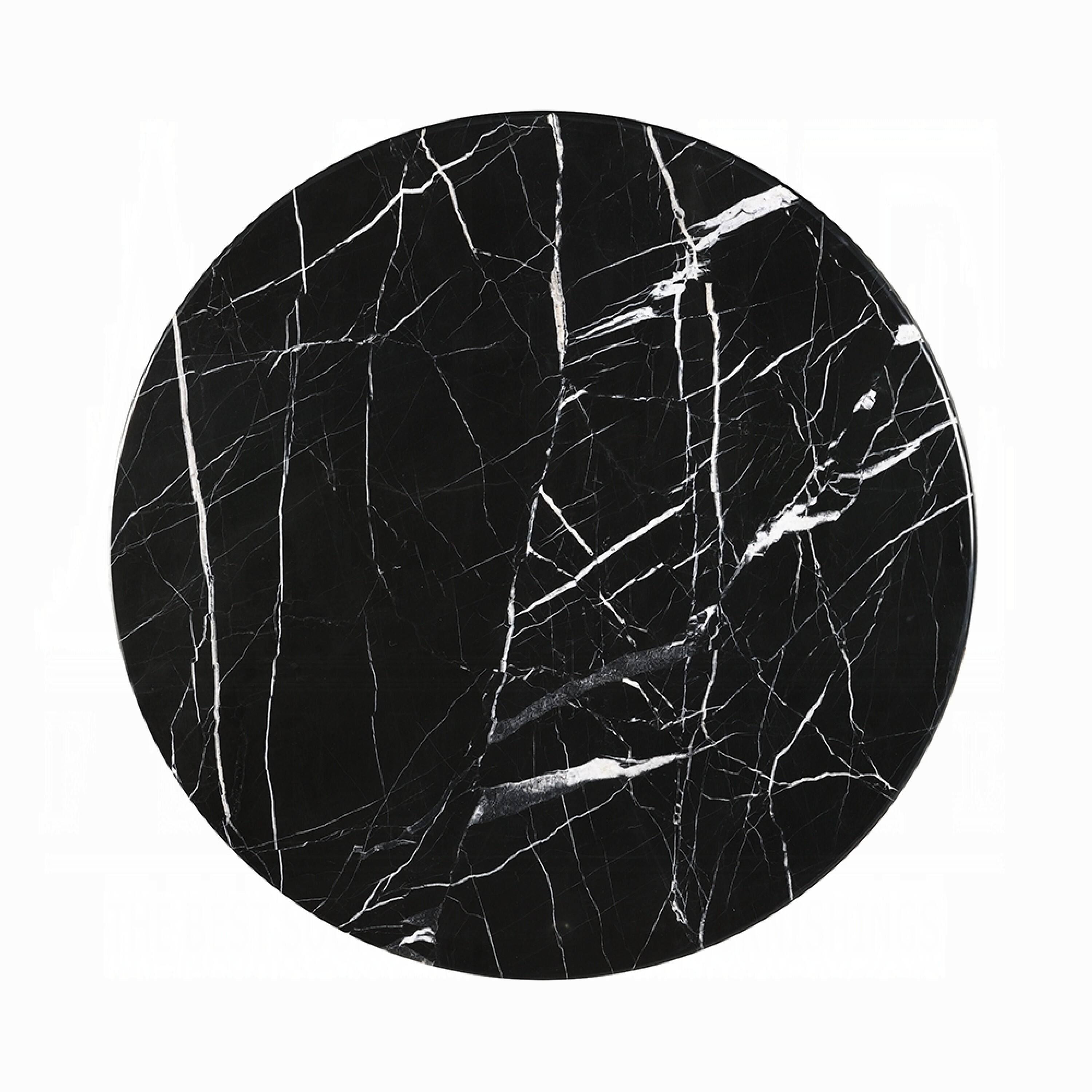 Alt View 5. Manhattan Lane - Kia Coffee Table, Round Marble Top, Three Leg Wood Base,24 Inch - Black.