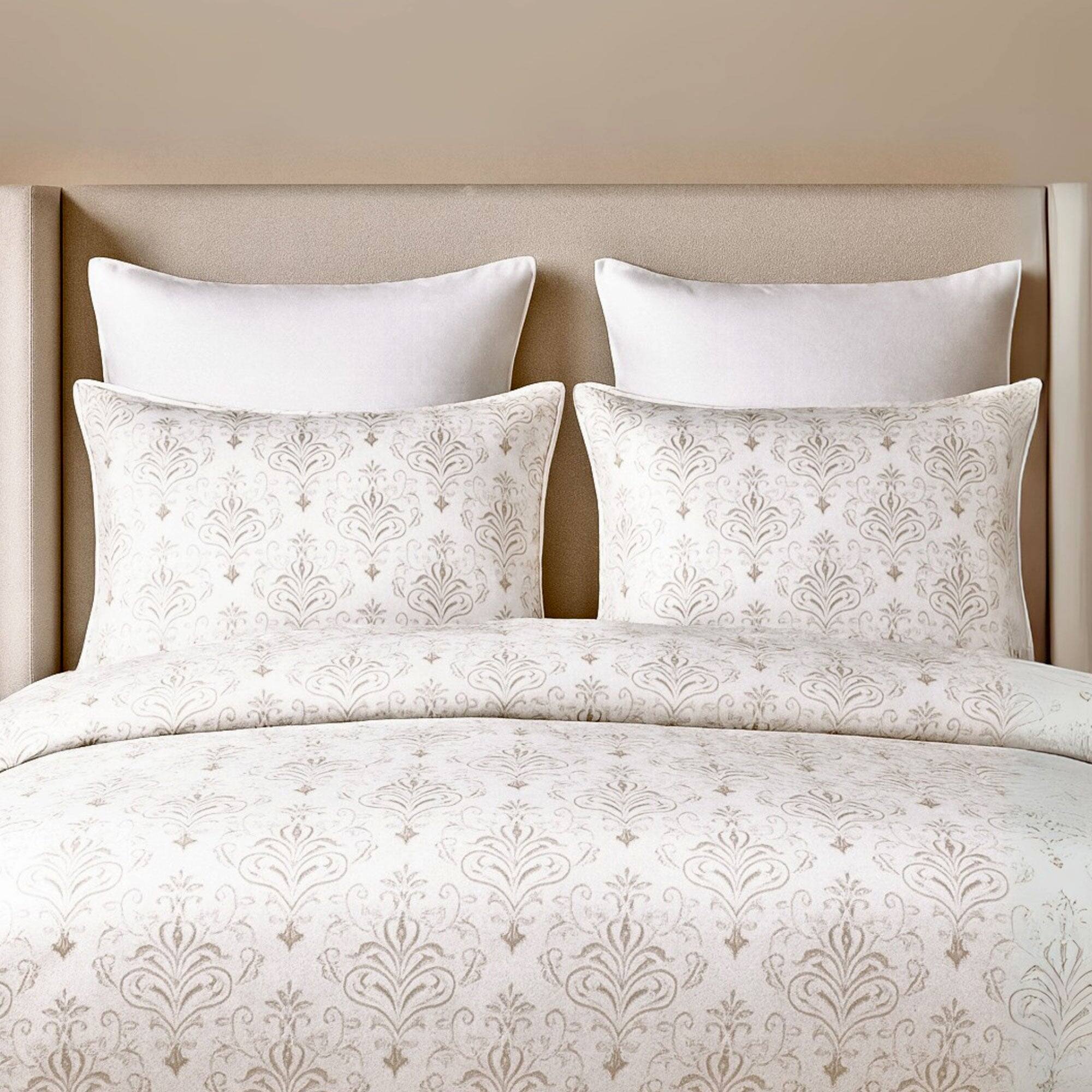 Alt View 3. BedVoyage - Luxury 100% viscose from Bamboo Duvet Cover with Shams, 3pc - Champagne Damask.