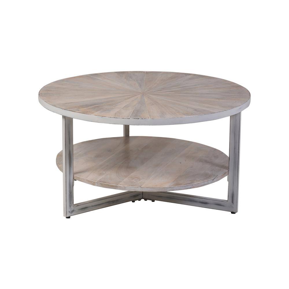 Front. Carolina Chair & Table - Chelsea Round Coffee Table - Whitewash - White.