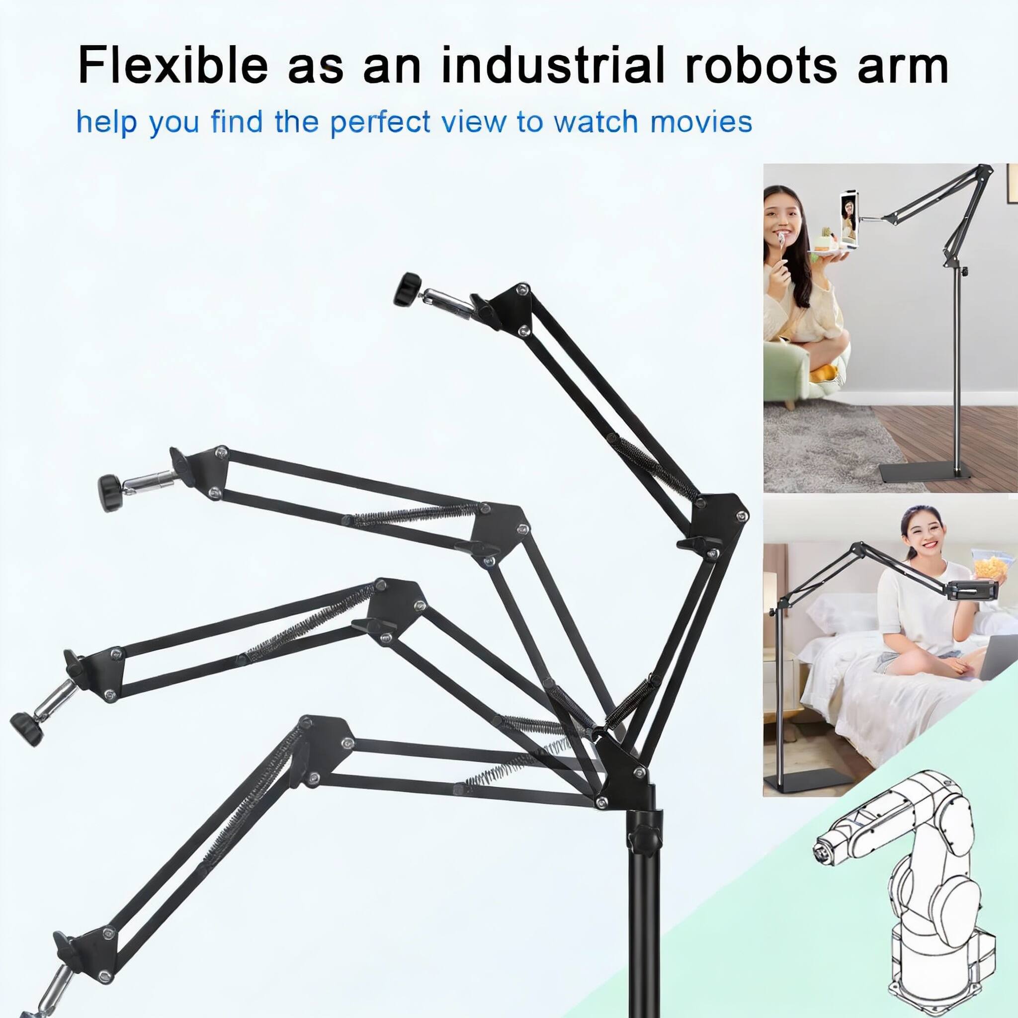 Flexible as an industrial robots arm  
help you find the perfect view to watch movies