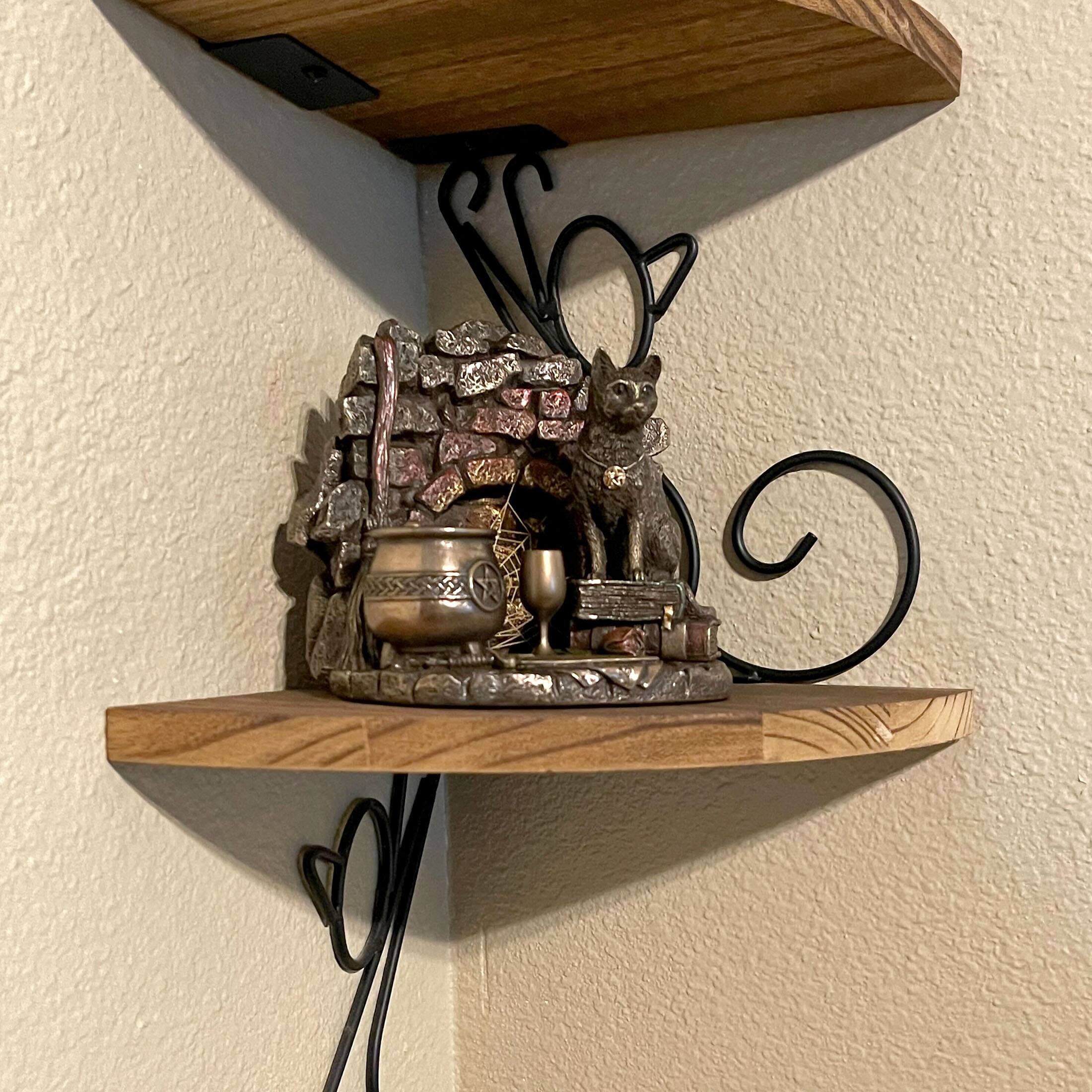 Alt View 1. Veronese Design - Little Wicked Conjuring Corner Bronze Finish Cat Witch Statue 5 Inches High - Bronze.