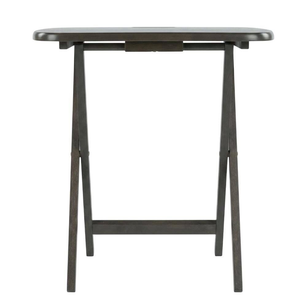 Back. FurniFact - 5-PC Folding Tray Table Set - Oyster Gray.
