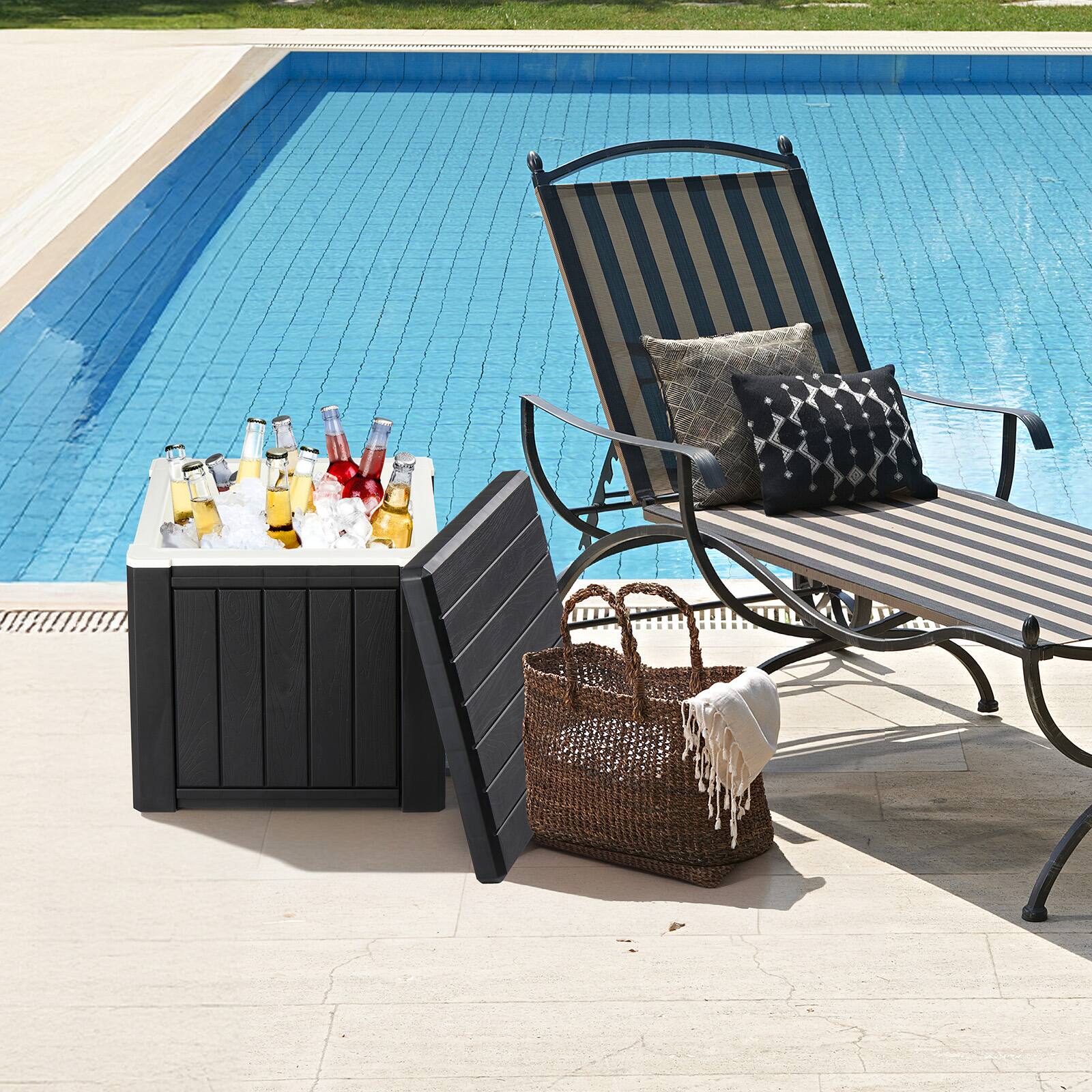 Alt View 7. Winado - Cooler Side Table with 10 Gallon Beer & Wine Cooler for Camping Outdoor - Black.