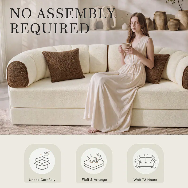 NO ASSEMBLY REQUIRED

Unbox Carefully
Fluff & Arrange
Wait 72 Hours