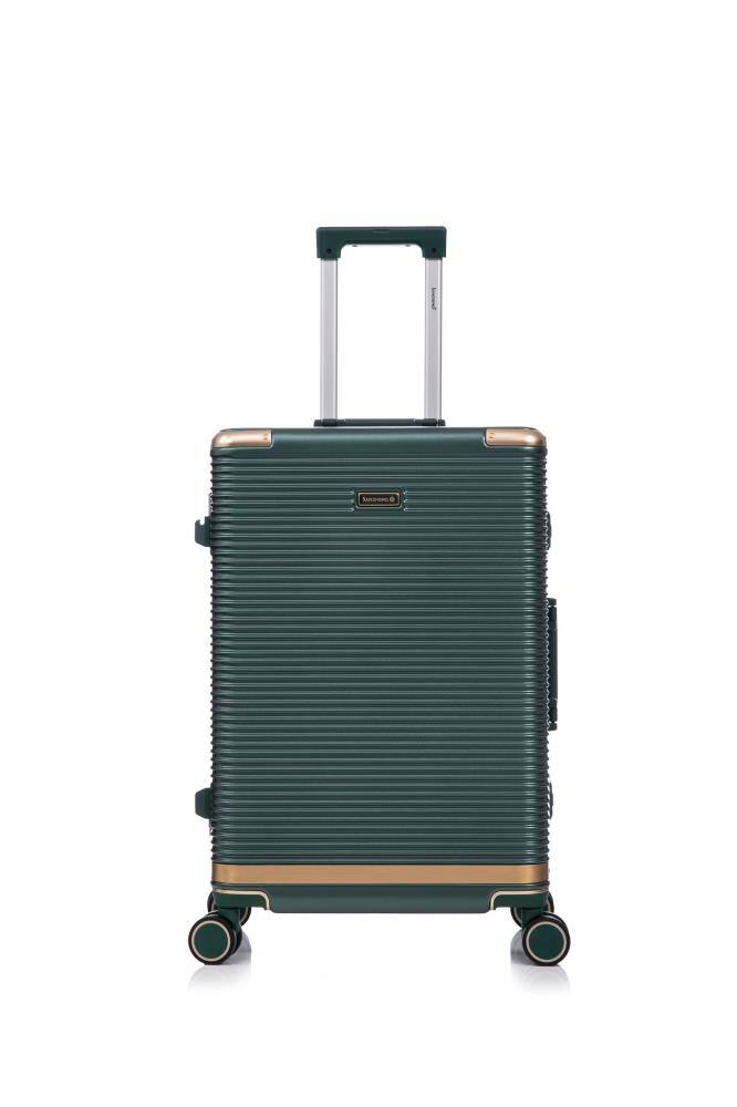 Left. BreeBe - Stylish PC+Aluminum Luggage Set, 20/24/28 Inch Suitcases with Aluminum Frame and Password Lock for Travel - Green.