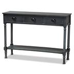 Front. Baxton Studio - Garvey French Provincial Dark Gray Wood 3-Drawer Entryway Console Table - Dark Blue Gray.