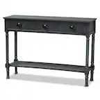 Front. Baxton Studio - Garvey French Provincial Dark Gray Wood 3-Drawer Entryway Console Table - Dark Blue Gray.