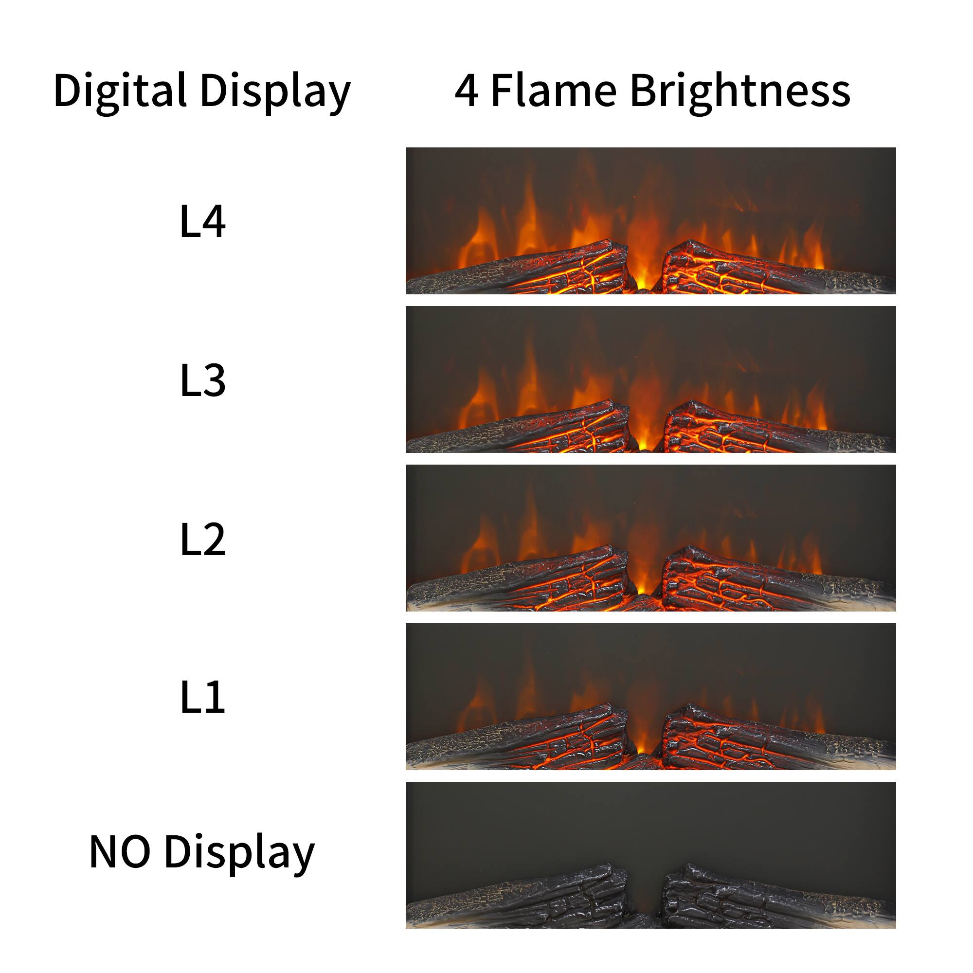 Digital Display  
4 Flame Brightness  

L4  
L3  
L2  
L1  
NO Display