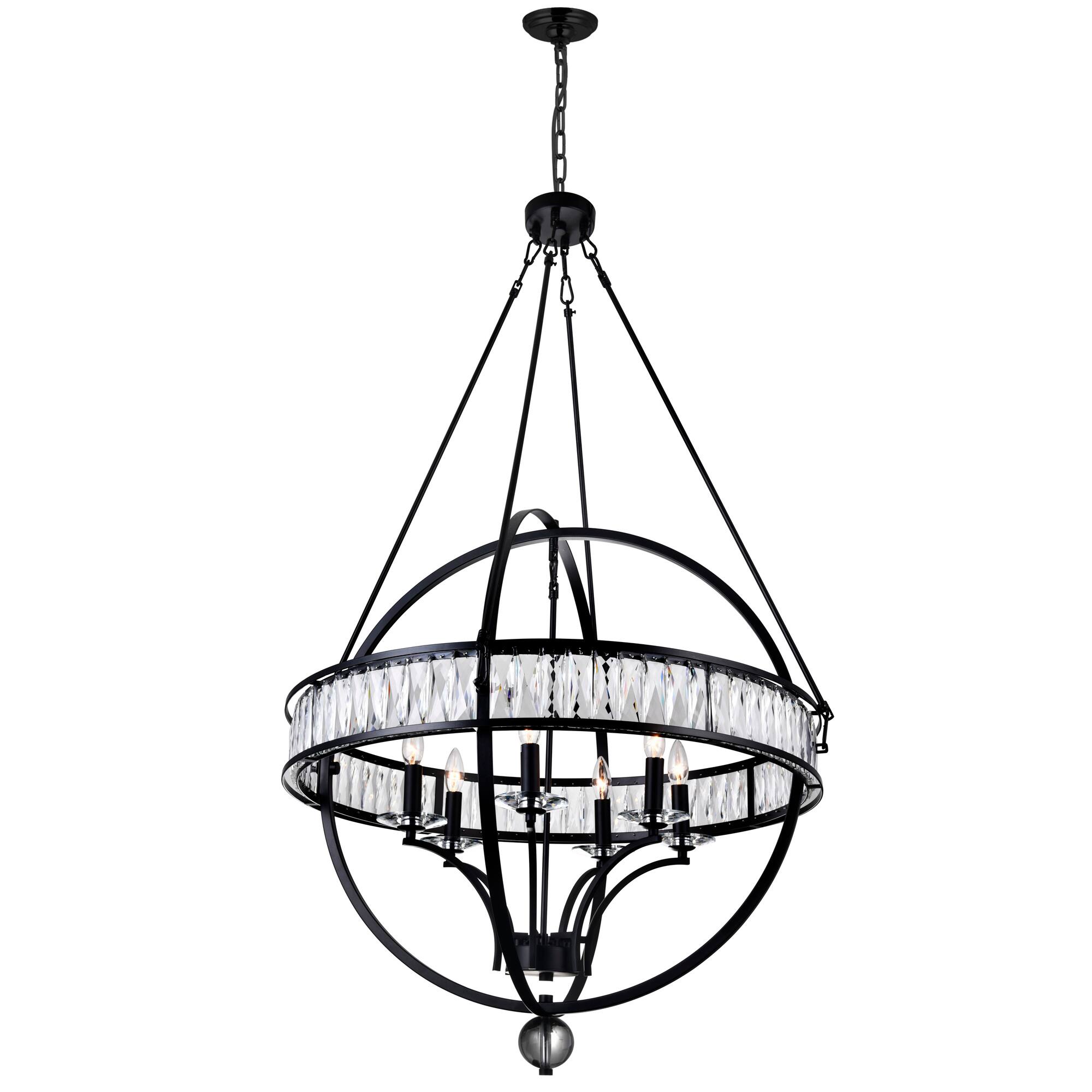 Angle. CWI Lighting - Arkansas 6 Light Chandelier With Black Finish - Black.