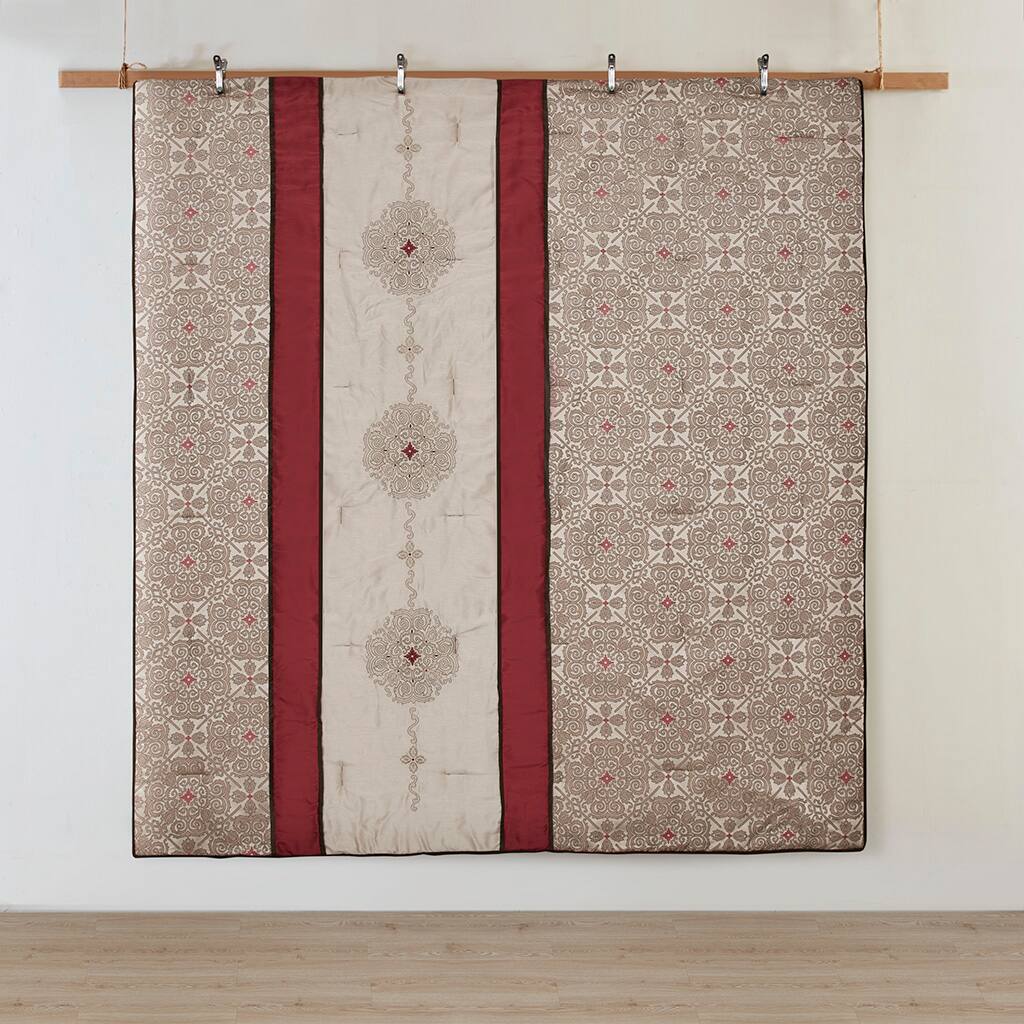 Alt View 2. TinyHomie - Cal King 7 Piece Jacquard Comforter Set with Throw Pillows - Red.