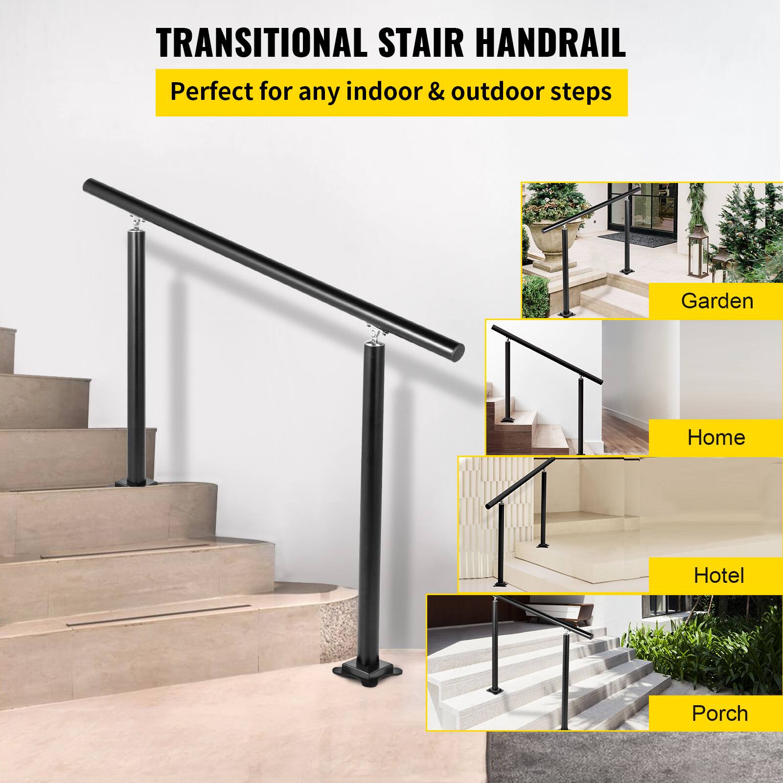 TRANSITIONAL STAIR HANDRAIL
Perfect for any indoor & outdoor steps
Garden
Home
Hotel
Porch