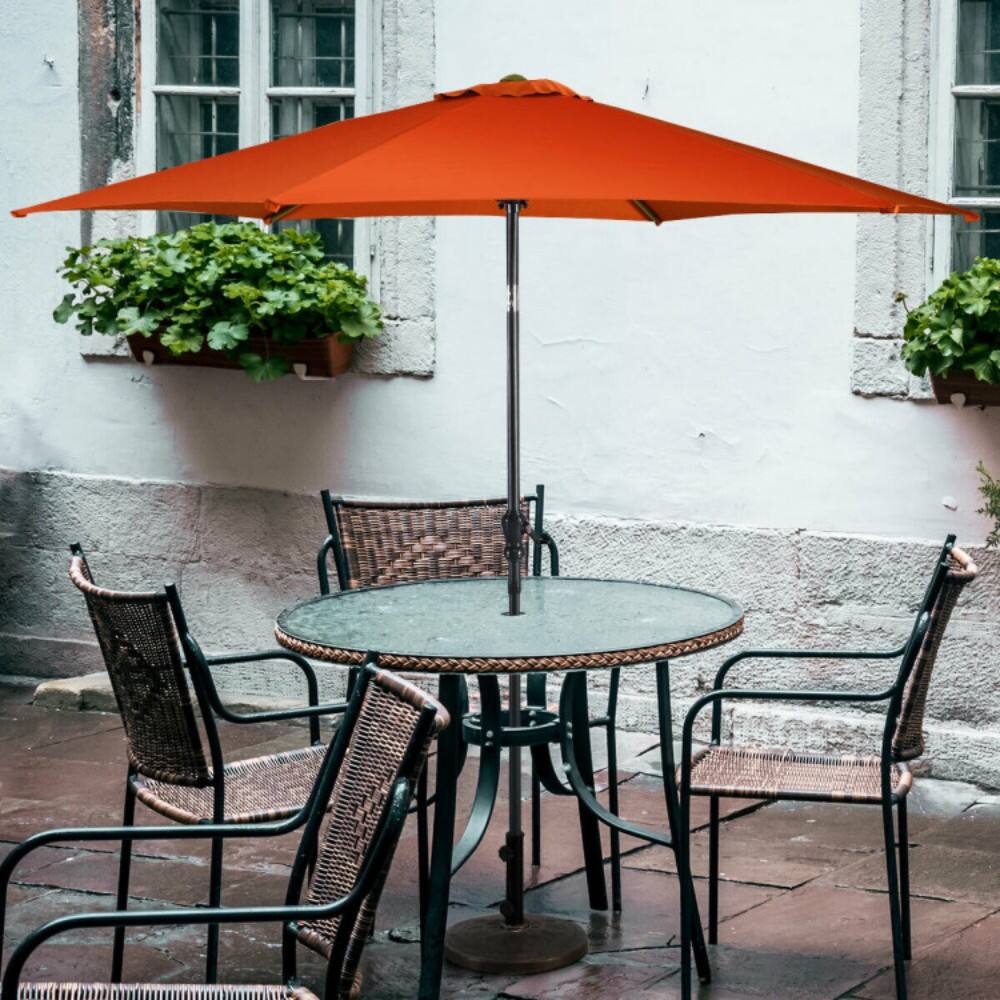 Mondawe - 9 FT Outdoor Patio Market Umbrella Push Button Tilt Crank Lift - Orange