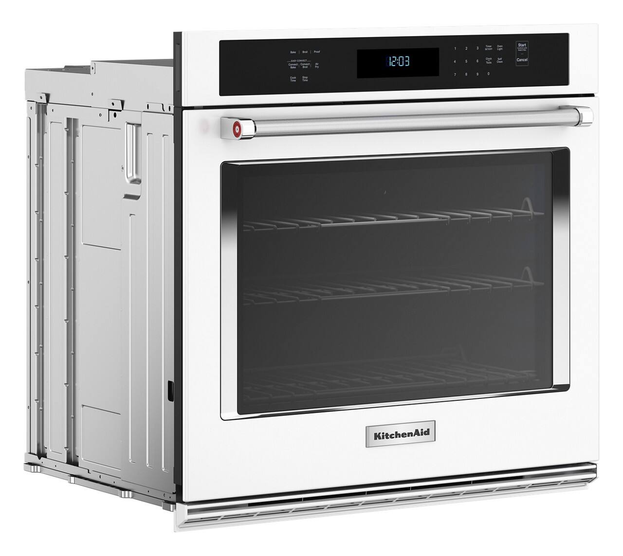 Alt View 2. KitchenAid - 30" Built-In Single Electric Convection Wall Oven with Air Fry Mode - White.