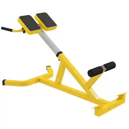 Front. Soozier - Roman Chair Back Extension Machine, Height Adjustable Hyperextension Bench with Dip Bars, Multi-Functional - Yellow.