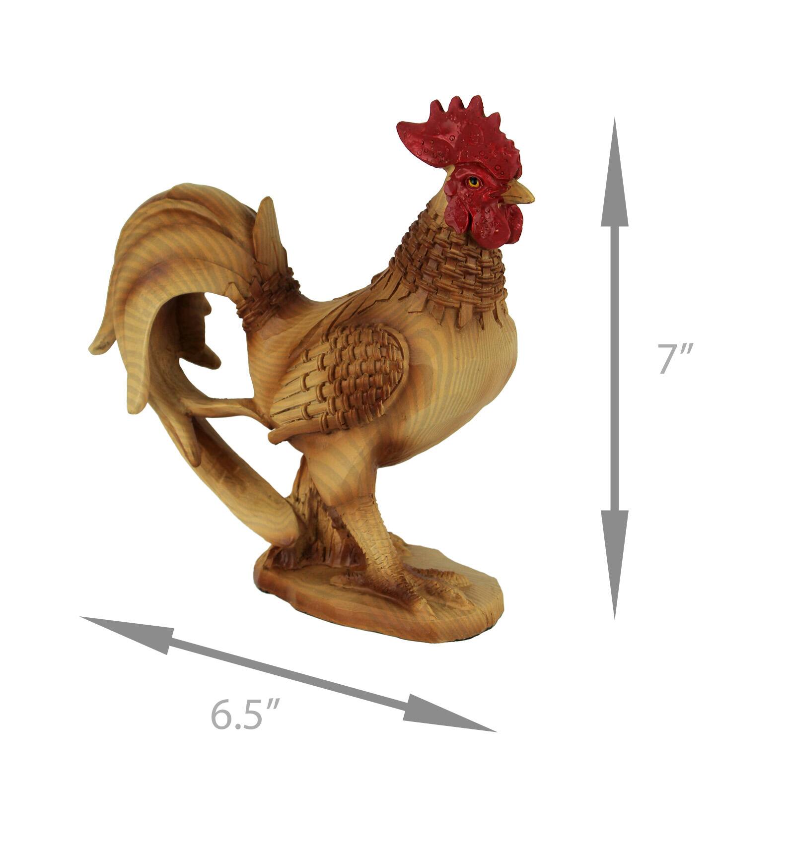 Alt View 3. Everspring Import Co. - Faux Wood Carving Bamboo Look Standing Rooster Statue - Tan.