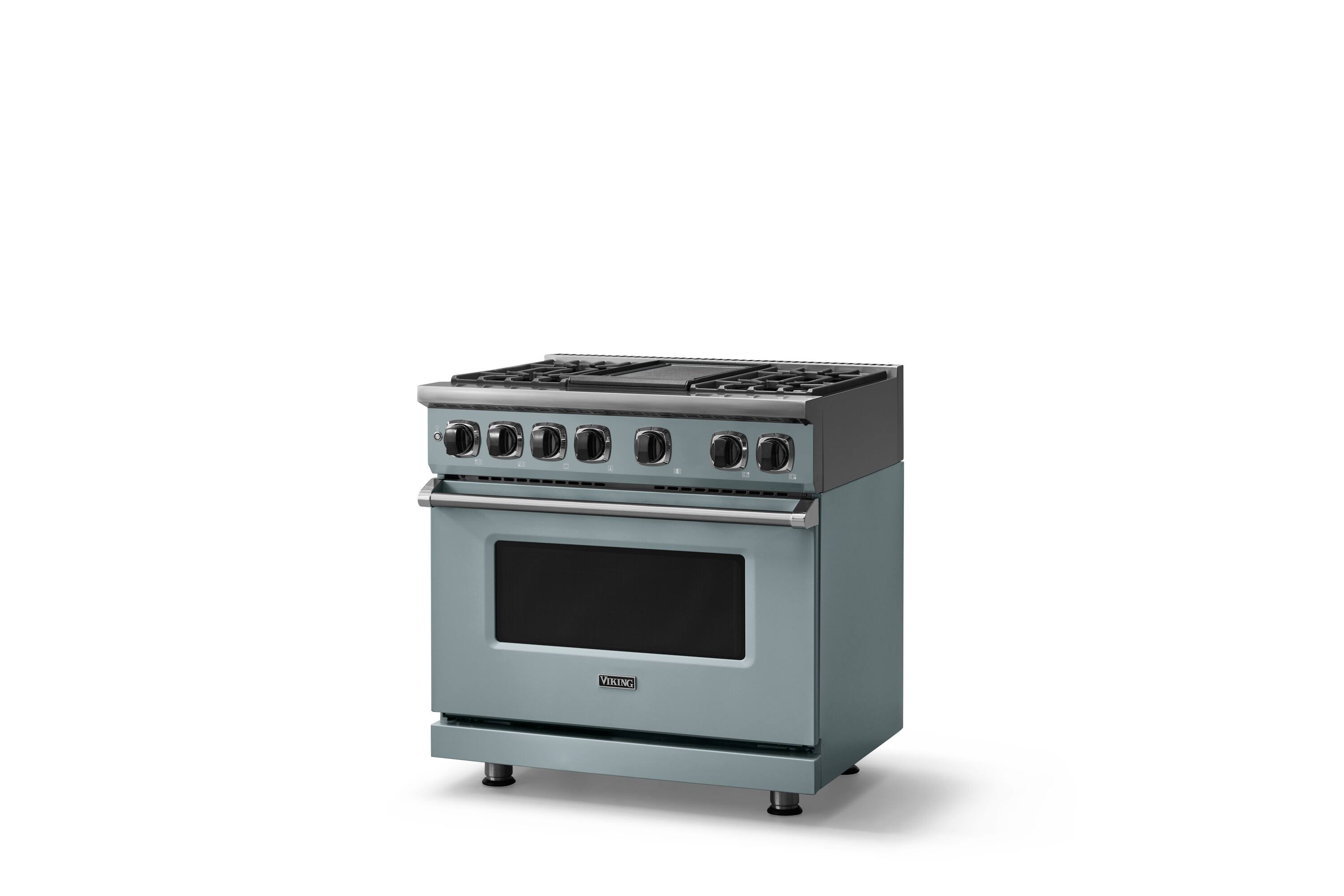Angle. Viking - 36"W. 5.6 Cu. Ft. 7S Self-Clean Dual Fuel Range-November Sky - November Sky.