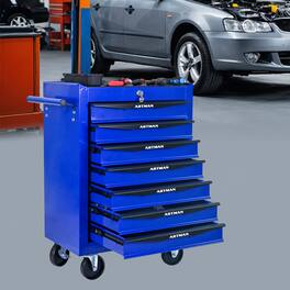 JUJABU - 20" Rolling Metal 7 Drawers Tool Cabinet with Ball Bearing Drawer Slides - Blue