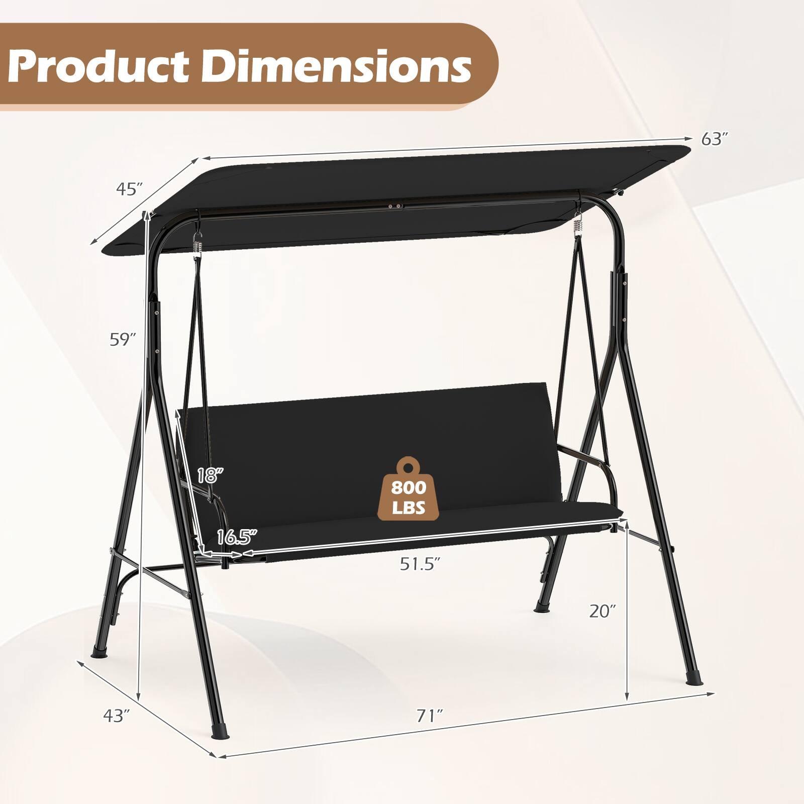 Product Dimensions: 63" x 45" x 59" x 18" x 16.5" x 800 LBS x 51.5" x 20" x 43" x 71"