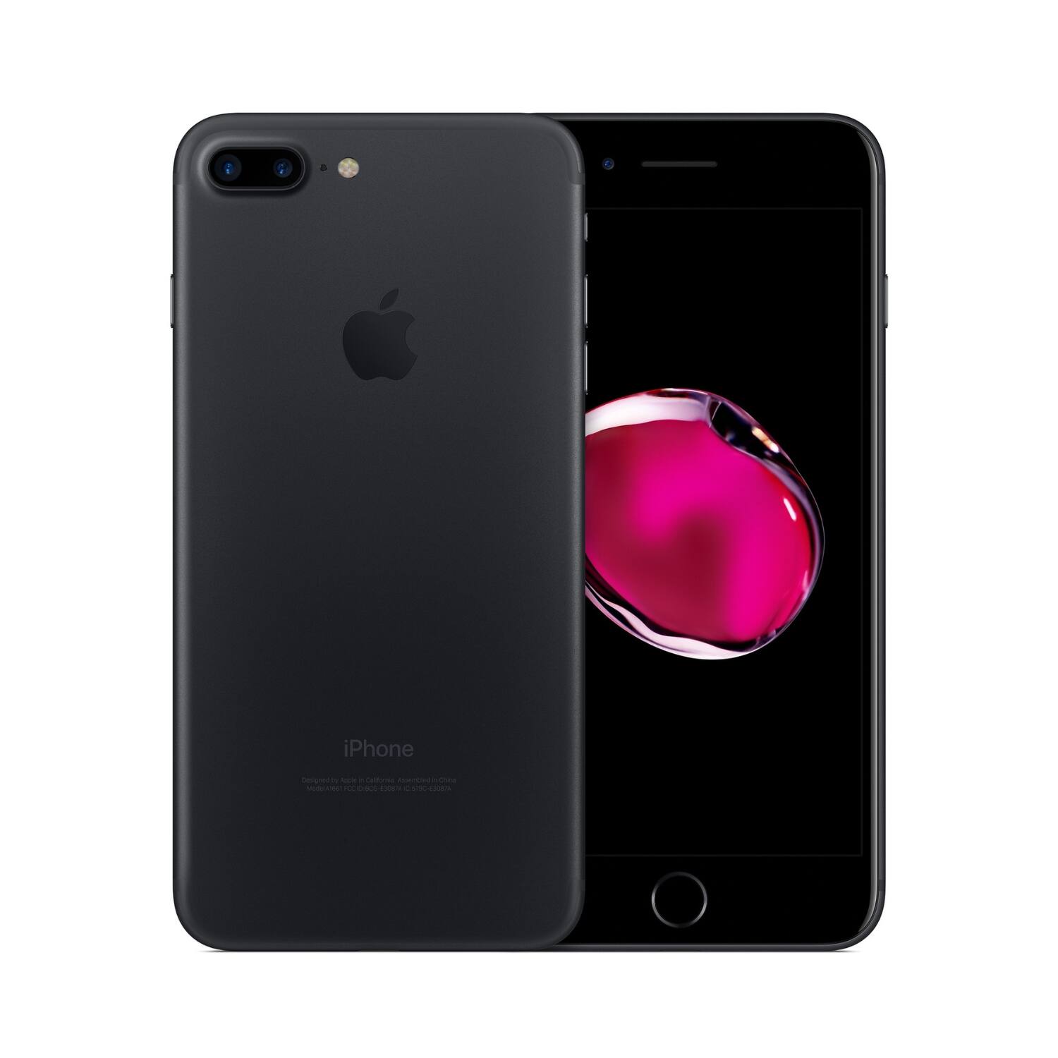 Front. Apple - iPhone 7 Plus A1661 (Fully Unlocked) 128GB w/ Pre-Installed Tempered Glass - Matte Black.