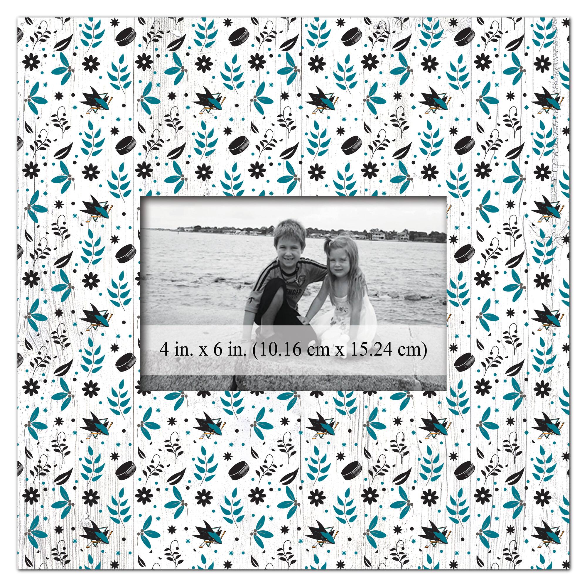 San Jose Sharks 10'' x 10'' Floral Pattern Frame
