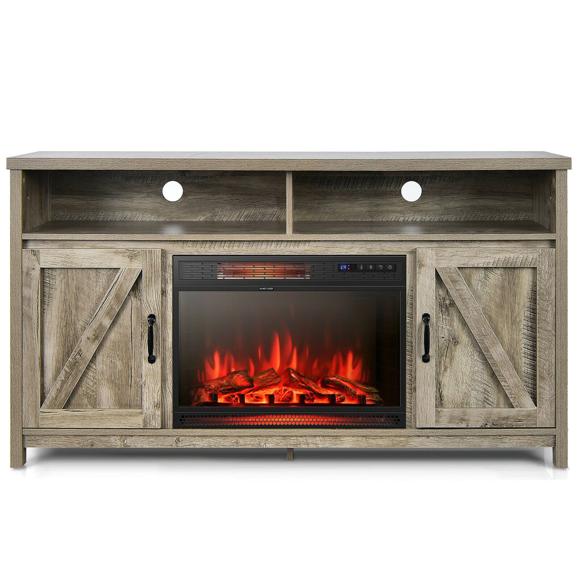Alt View 9. Gymax - Gymax 59'' Fireplace TV Stand W/ 25'' 1350W Electric Fireplace Heater Natural - Natural.