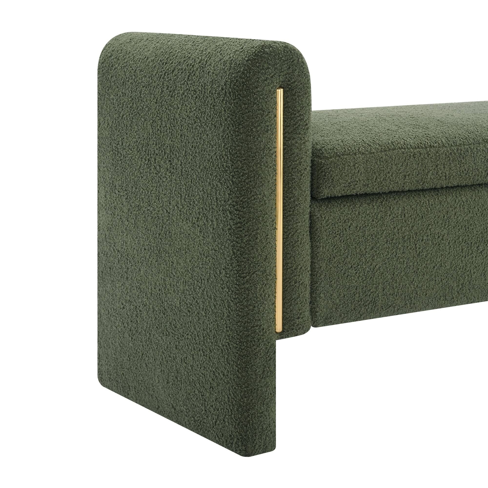 Alt View 5. GOODSILO - Modern Upholstered Storage Bench with Arms, Large Foot Rest Stool for Living Room and Bedroom - Olive Green.