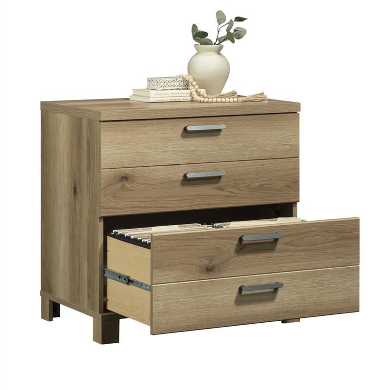 Alt View 4. HTUTWOO - 2-Drawer Lateral File Cabinet with Practical Storage - Full-Extension Slides, Safety Interlock System for Home Office - Brown.