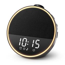 Dazzed Corner - Sound Machine Alarm Clock with Night Light, 30 Sounds & 10 Alarms - Black